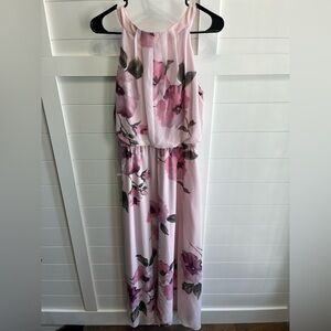 Pink floral maxi dress